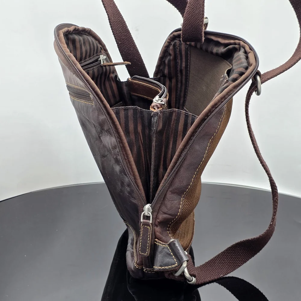 Americana Workwear Jack Georges Sling Bag Unisex 12″×11″ Dark Brown Leather